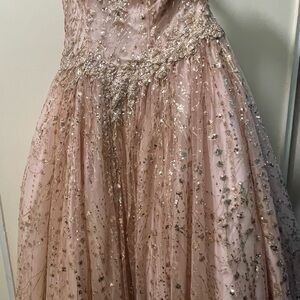 Quince/Sweet 16 Blush Pink Sequin & Bead Formal Tulle Dress